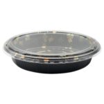 9.56″ x 2″ Black Round Sushi Tray with Lid