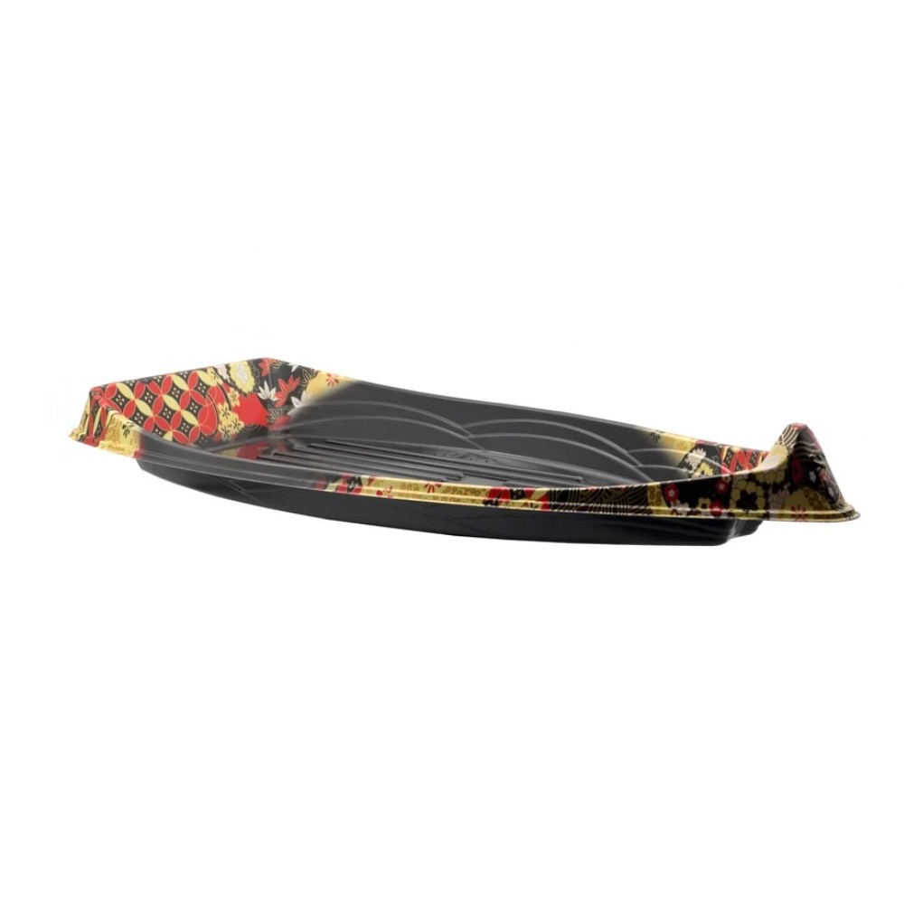 Black Boat-Shaped Sushi Tray (Base)