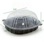 44 oz. Black Plastic Rotisserie Chicken Roaster Container with Dome Lid - Image 2