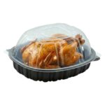 44 oz. Black Plastic Rotisserie Chicken Roaster Container with Dome Lid - Image 3