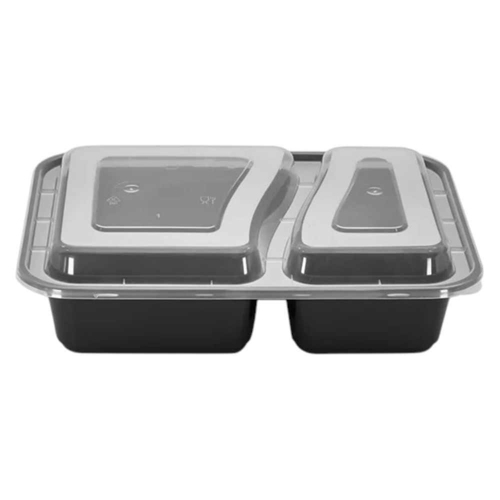 zoho_img_5892498000007585055 30 oz. 2-Compartment Rectangular Microwavable Container with Lid - Image 1