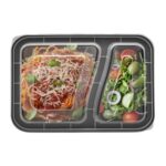 30 oz. 2-Compartment Rectangular Microwavable Container with Lid - Image 3